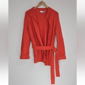 Boden Barcelona Wrap Cardigan Sweater Belted Wool Alpaca Orange Red Size 6 US